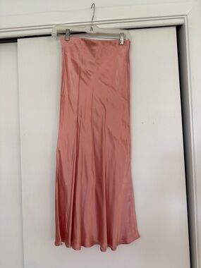 H&M Satin Midi Skirt in Dusty Pink